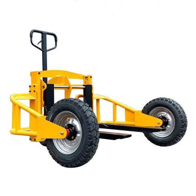 China Hotels Rough Terrain 1 Ton Jack Pallet Truck Manual Hand Truck for sale