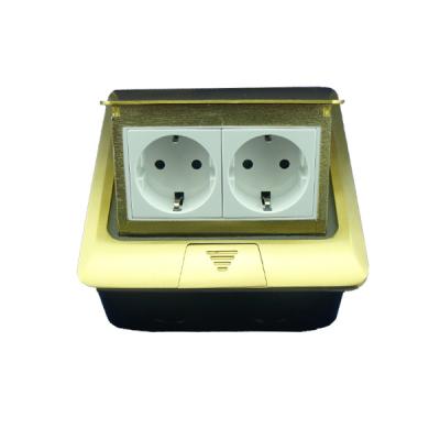 China Residential / General Purpose All Aluminum Gold Panel 16A EU Table Socket Pop Up Floor Socket for sale