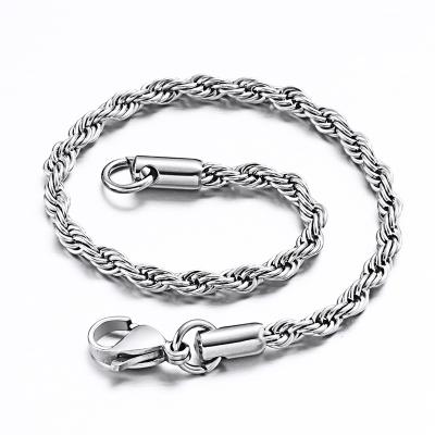 China Vintage Stainless Steel Link Rope Chain Silver Plated Necklace For Men Fashion Hip Hop Jewelry for sale