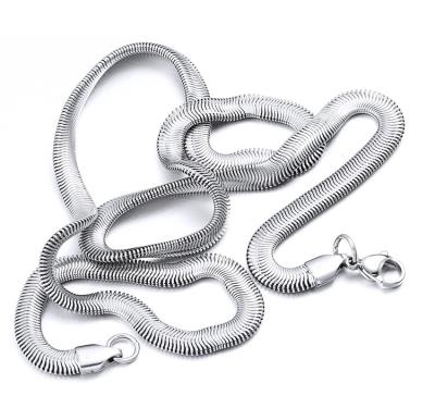 China Wholesale Silver Flat Vintage Snake Chain Necklace Stainless Steel Chain Necklace for sale