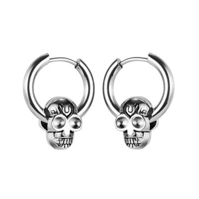 China New Fashion Designs CLASSIC Hoop Earrings Stainless Steel Earring With Skull Charm For Men And Women for sale