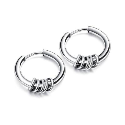 China Stainless Steel Men Simple Design Student Earrings Cilp On Ear Hoops Punk Diy Jewelry 2 Colors for sale