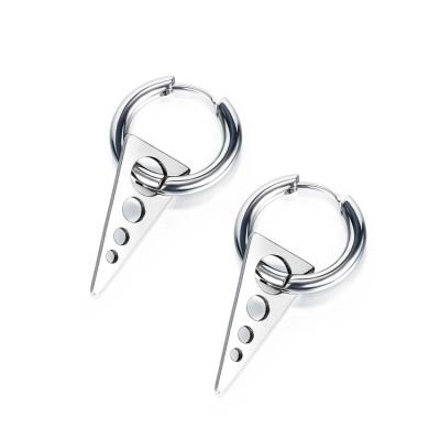 China CLASSIC hot sale fashion earrings stainless steel stud earring shape triangle for men and boys black color for sale