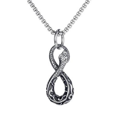 China Hiphop Hip Hop Vintage Jewelry Stainless Steel Snake Pendant Necklace Men for sale