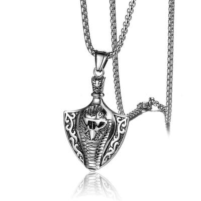 China Egypt Vintage Jewelry Stainless Steel Snake Necklace Men's Hiphop King Cobra Pendant for sale