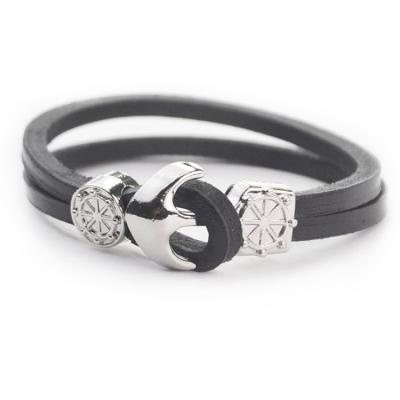 China TRENDY Anchor Bracelets For Women Men Fashion Leather Silver Anchor Bracelet Bracelet Men The Anchor for sale