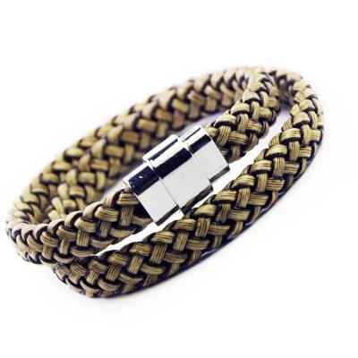 China Punk Jewelry 2022 Magnetic Clasp Leather Bracelets Bareback Jewelry Handmade Braided Leather Bracelet for sale