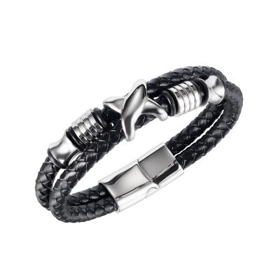 China Others Stainless Steel Mens Leather Bracelets With Magnetic Clasp for sale