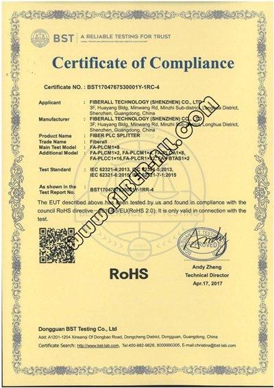 RoHS Certificate -  Fiberall Technology (Shenzhen) Co., Ltd