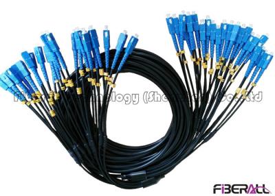 China Armored Fiber Optic Jumper With Sprial Steel Tube And 24 Fan Out SC SM Connector for sale