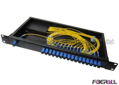 China 1x16 Rack Mounted Optical Fiber Splitter 1u 19 Inch Pre-Loaded With Sc Adapter for sale