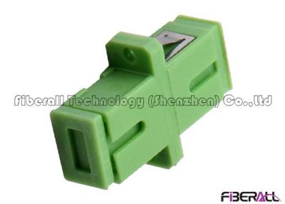 China Green SC APC Optical Adapter With Mounting Hole For Duplex Single Mode Fiber for sale