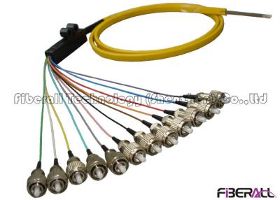 China Multi-fiber Ribbon Fiber Optic Pigtail Flat Fiber Cable With 12 FC Connectors for sale