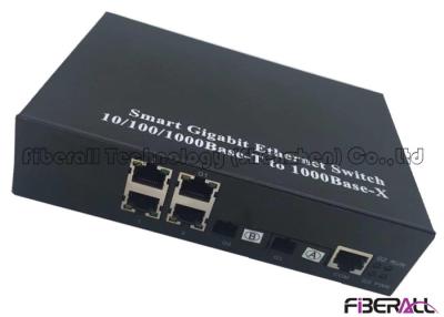 China Gigabit Single Fiber Media Converter With Ethernet Ring Protection 4 RJ45 Ports for sale