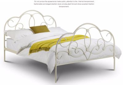 China UK style flower pattern iron bed, king, queen, double size, painted in white for sale