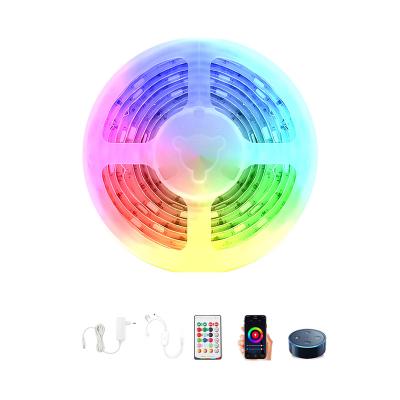 China Garden factory ip65 5050 rgb blue cog music sync rbg 6500k voice control wifi room 25ft waterproof blue bedroom led light strip outdoor for sale