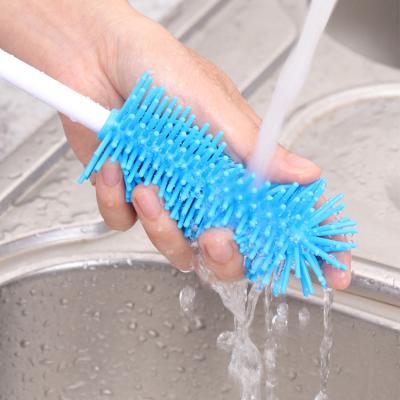 China Silicone 2 Pieces Silicone Baby Bottle Brush Baby Milk Bottle Clean Brushes for sale