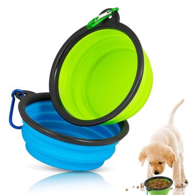 China Sustainable Travel Camping Raising Bowl With Hook Food Water Dish Strip Travel Dog Feeding Bowl Collapsible Dog Cat Water Dish Collapsible for sale