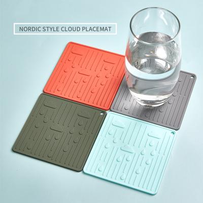 China Simple Nordic Style Cloud Coasters Non-slip PVC Insulated Soft Rubber Coasters Viable 4 Piece Set for sale