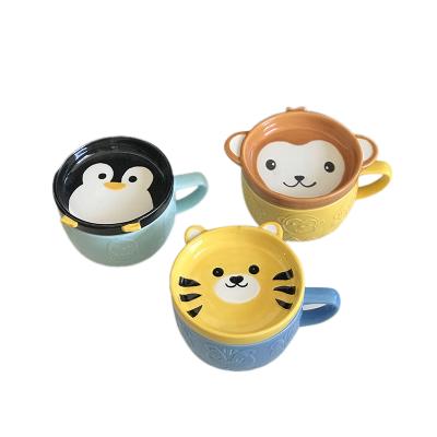 China Viable Hot Sale Coffee Mugs Animal Ceramic Mug With Lid Panda Mug Dog Mug for sale