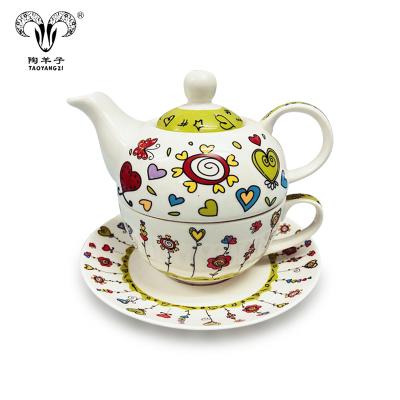 China Gingerbread Sustainable Design Ceramic Teapot Set Ceramic For A Coffee Cup And Saucer Set for sale