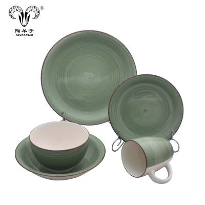 China Hot Selling 20pcs Viable Cheap Ceramic Luster Light Color Ceramic Dinnerware Set for sale