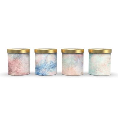 China Beautiful Unique Art Decorative Modern Creative Starry Sky Ceramic Candle Holder Decorative Candle Jar Vessels With Lid for sale