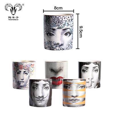 China High Quality Eco-friendly Ceramic Fleshy Vases Pencil Pot Candle Jar Storage Holder Ceramic Candle Holder for sale