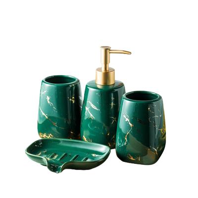 China 4 Piece Bathroom Set Sustainable Home Accessories Luxury Hotel Ceramic Wash Set for sale