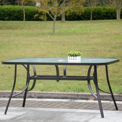 China Modern Outdoor Leisure Table Yard Garden Leisure Glass Dining Table And Chair Long for sale