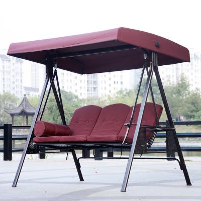 China Wholesale Modern High Quality Outdoor Iron Courtyard Three Person Swing Chair for sale