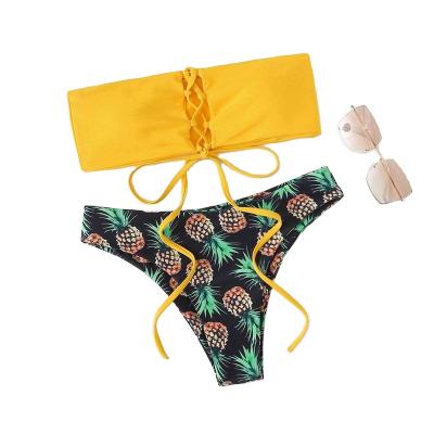 China Breathable Manufacturer custom seamless sexy girl bikini personalized style design Split type sexy thong printed swimwear for sale