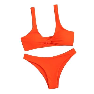 China Breathable Manufacturer custom seamless sexy girl low waist bikini personalized style design Split type red swimsuit for sale