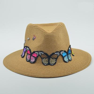 China Wholesale Custom Character Butterfly Summer Straw Travel Shade Beach Panama Hat Straw Hats Hat for sale