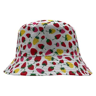 China Cheap Fashion Print Strawberry Pattern Mens Womens Shading Bucket Hats Bulk Hat Bucket Hats for sale