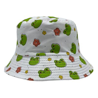 China Fashion Printing Cartoon Frog Pattern Shading Bucket Hats Bulk Hat Bucket Hats for sale