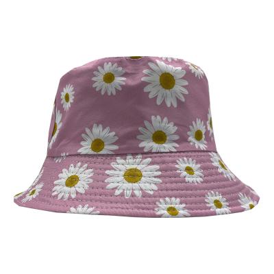 China Fashion Print Small Daisy Flower Cheap Shading Bucket Hats Bulk Hat Bucket Hats for sale