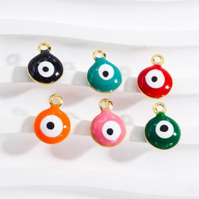 China Non Custom Tarnish Design Logo Stainless Steel Charms Evils Custom Eye Gold Plated Enamel Pendants Charms For Necklace Earrings Making for sale