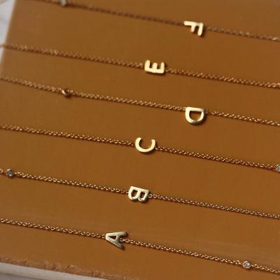 China Non Tarnish 925 Sterling Silver Dainty Mini Letter Necklace Alphabet Initial Letter Necklace 18k Gold Jewelry 26 for sale