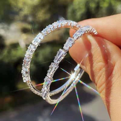 China Non Tarnish Tasty Circle Earrings For Women Geometric Macro Pave Women Crystal Shiny Earring Hoop Earrings for sale