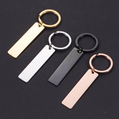 China Non Tarnish Custom Engraved Mirror Polish Mirror Bar Keychain Blank Rectangle Stainless Steel DIY Key Chain Tags for sale