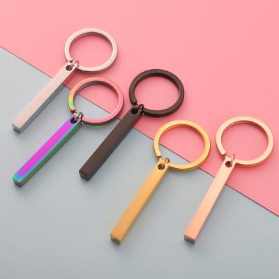 China Non Tarnish High Craft Laserable Engravable Stainless Steel Key Chain Ring Keychains LOGO Name ID Blank Bar Polish Custom Pendant Chain for sale