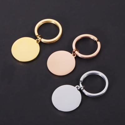 China Tarnish Non Engravable Personalized Custom Home Logo Keychains Blank Stainless Steel Metal Round Key Cabochon Chains for sale