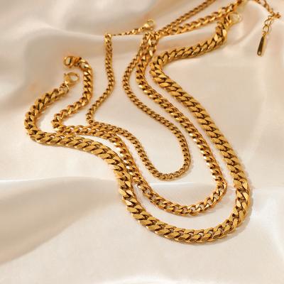 China Non Tarnish New Gold Plated Chunky Cuban Chain Statement Stainless Steel Necklace For Women for sale