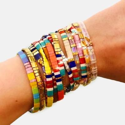 China Non Tarnish Colorful Elastic Handmade New Fashion Wrap Charm Pulsera Mujer Trendy Armband Miyuki Tila Beads Bracelet Women for sale