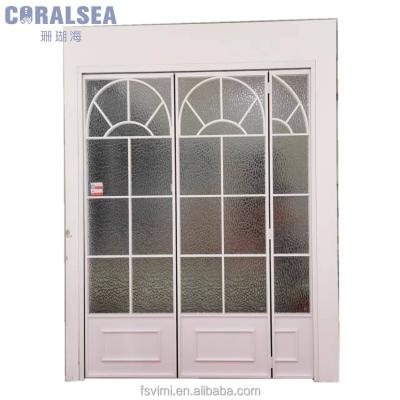 China French Folding Glass Aluminum Door Screen Folding Door Balcony Courtyard Kitchen Passage Partition Europe And American Store Latticdoor Entrance for sale