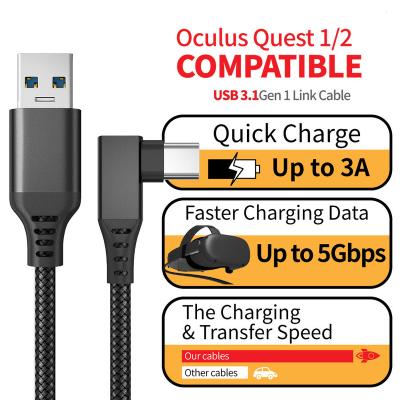 China Good Angel 90 Degree For Oculus Search 1 2 Link 16FT Cable 3M 5M 90 Degree USB Fast Charging Data Transfer Type C 3.2 Gen1 Cable For VR Headset Cable for sale