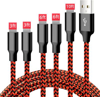 China Nylon Braided+Aluminum Alloy For iPhone Cable USB Charger Sync Data Custom Logo , 3ft 1M Nylon Fast Charging Data USB Cable For iPhone Charger Cable braided for sale