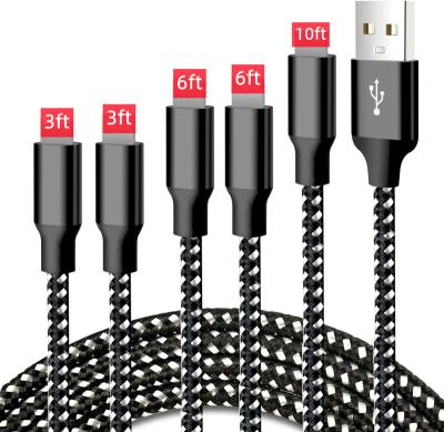 China Nylon Braided+Aluminum Alloy For iPhone USB Data Link Cable, Custom High Quality Silver Nylon Data Link Fast Charging Cable 3ft 6ft 10ft 1M 2M 3M 2.4A USB for sale