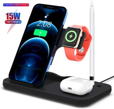 China Eco-Friendly 3 in 1 15W Qi Dock Station Charger Stand Premium Folding Wireless Stand for iPhone for Apple Watch Fast Charging 15W Stand for sale